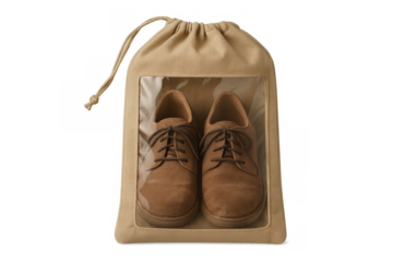 Suede oxford shoes in dust bag with transparent window