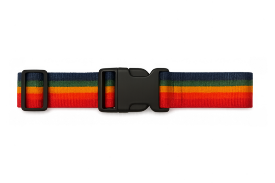Rainbow striped strap with plastic buckle and adjuster