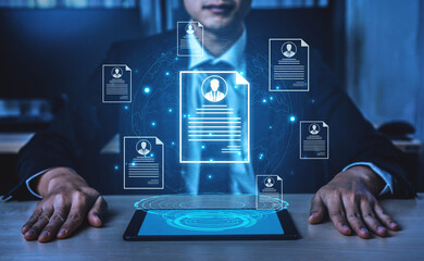 Concept of global talent acquisition and hiring. Human resources department reviewing candidate...