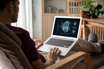 Medical science technology and futuristic healthcare virtual computer software analyze human health and diagnose disease for doctor data and medical research. brisk