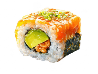 Realistic sushi roll clipart art vibrant food element digital illustration culinary delight