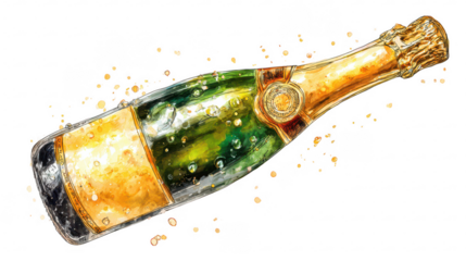 Celebrate with realistic watercolor champagne bottle clipart for parties festive events artistic design
