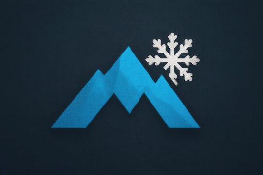 Abstract representation of snow-capped mountains with a stylized snowflake on dark textured background conveying resilience and natural beauty captured with clarity