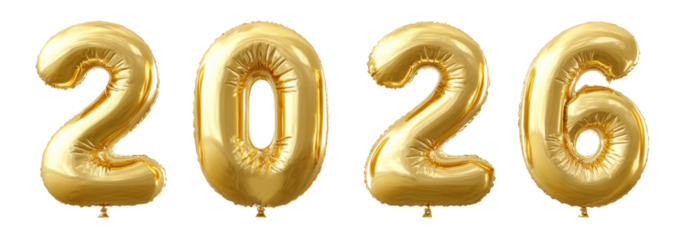 new year's lettering and text with balloons cutout isolated on background