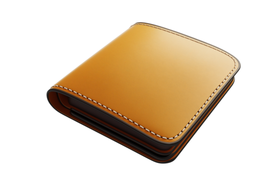 3D Modern Wallet with Minimalist Design on Transparent Background 