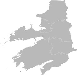 Obraz premium Kerry, Ireland – administrative vector map with municipal district boundaries (Web Mercator projection, PPT-compatible & fully editable)