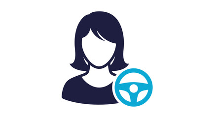 Woman with a steering wheel a modern and simple illustration silhouette