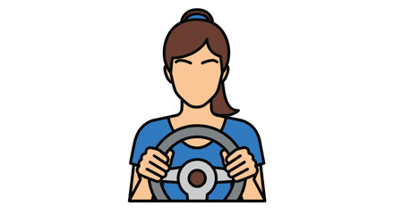 Woman driving a car with hands on steering wheel silhouette