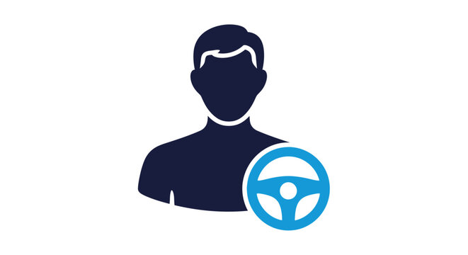 Driver profile icon with steering wheel a simple graphic silhouette