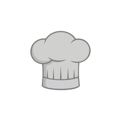 Vector illustration of a classic grey chef's hat or toque on a white background, symbolizing culinary profession, cooking, restaurant business, and fine dining.