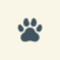 Vector illustration of a stylized dog or cat paw print, isolated on a cream background, symbolizing pets, animals, vet care, and friendship.