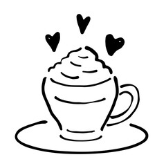 ウィンナーコーヒーの可愛い線画イラスト