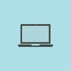 Vector illustration of a laptop computer with a blank screen, symbolizing technology, remote work, digital communication, and business.