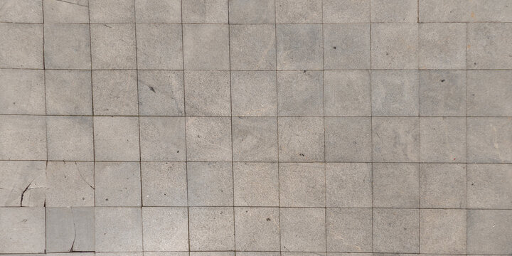 top view of the surface of a pedestrian path with paving slabs