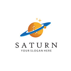 design of planet saturn with stars isolated on white background