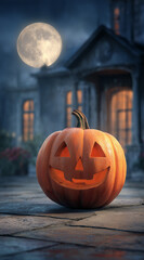 Halloween pumpkin on the window