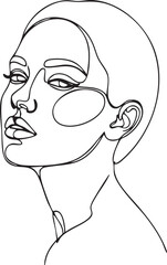 One Line Art Woman Face Elegant Minimal Abstract Beauty line art one line art