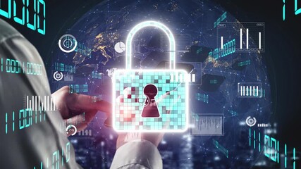 This image features a digital padlock superimposed on a global network backdrop, emphasizing themes of cyber security and data protection in the tech-driven world. Xenic - Powered by Adobe