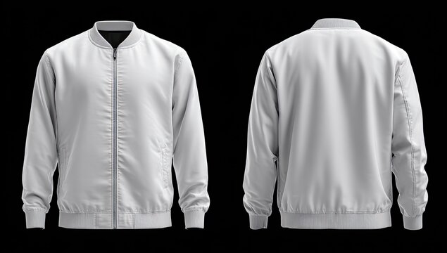 White bomber jacket front and back view