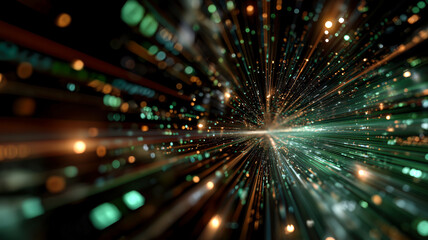 Abstract light trails create an energetic visual, capturing a sense of motion, speed, and connectivity. The light evokes a futuristic feeling.