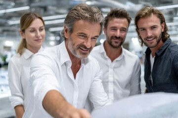Obraz premium Team members collaborating on a project in a modern office environment during daytime