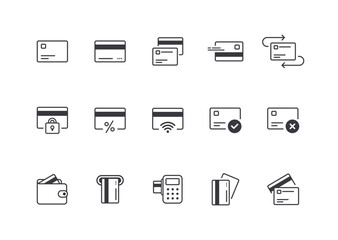 Credit card thin line icon on the white background. Money, pay, payment, cash operations, currency, exchange, savings, bank cards, currency, banking icons
