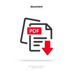 Download button icon. Upload icon. Down arrow bottom side symbol. Click here button. Save cloud icon push button for UI UX, website, mobile application. Download pdf file button