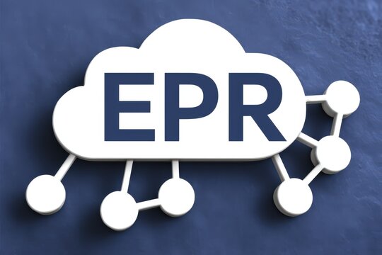 EPR concept symbol illustrated in a cloud formation representing data connectivity and security in modern digital infrastructure with focus on innovative technology applications