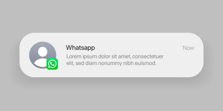 Istanbul, Turkey - November 8, 2025: Whatsapp notification template for app. iOS Lock Screen notification template for WhatsApp messages.