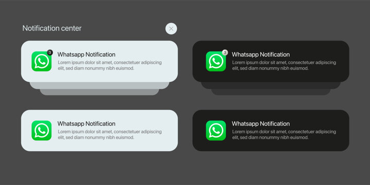 Istanbul, Turkey - November 8, 2025: Whatsapp notification template for app. iOS Lock Screen notification template for WhatsApp messages.