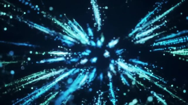 3D animation of glowing blockchain connections and digital nodes moving dynamically over a dark background,abstract motion background