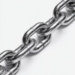 Obraz premium Metal chain links running diagonally on a white background