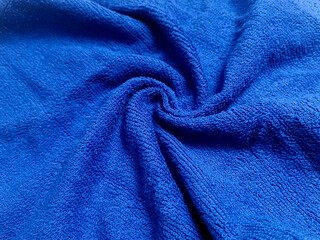 blue textile background. Blue towel texture background, Cotton fabric towel
