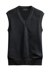 Knitted, v-neck, sleeveless, dark gray sweater vest