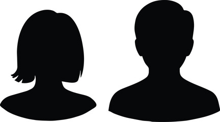 profile silhouette dual user avatar simple flat portrait placeholder graphic