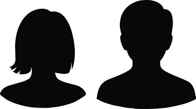 profile silhouette dual user avatar simple flat portrait placeholder graphic