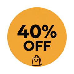 40 percent off yellow shopping sale label 
