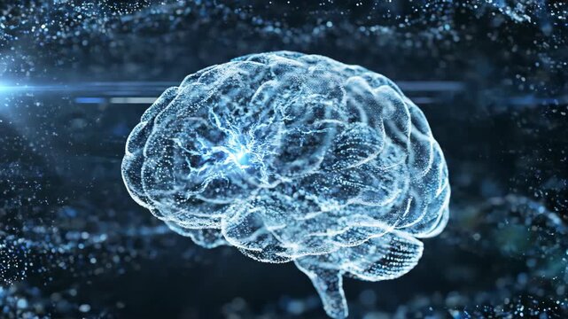 Futuristic digital brain design with glowing neural network connections, illustrating artificial intelligence and data processing concepts - Powered by Adobe