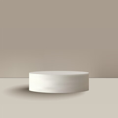 A minimalistic white podium for product display on a beige background. Eps 10