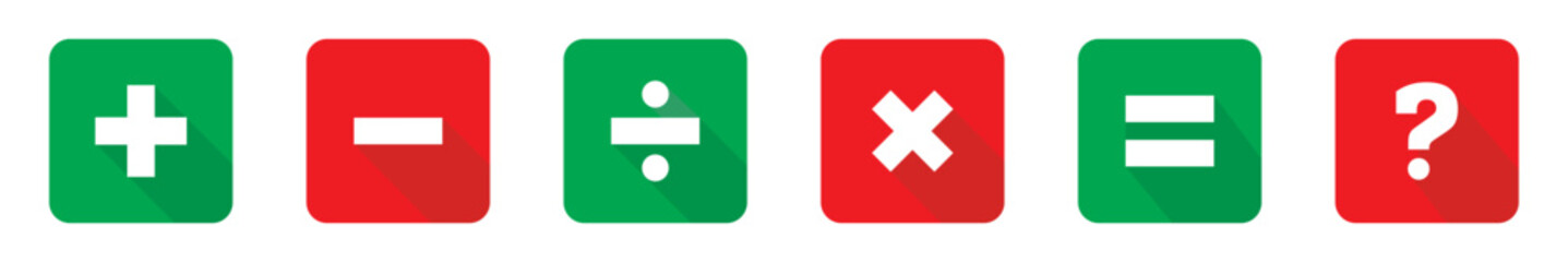 Basic math symbols set: plus, minus, multiplication, division