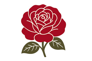 Elegant Red Rose Flower Vector Illustration.