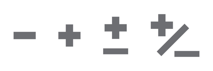 Set of math icons featuring colorful circles with arithmetic symbols. Addition, subtraction, multiplication, and division signs vector illustration.