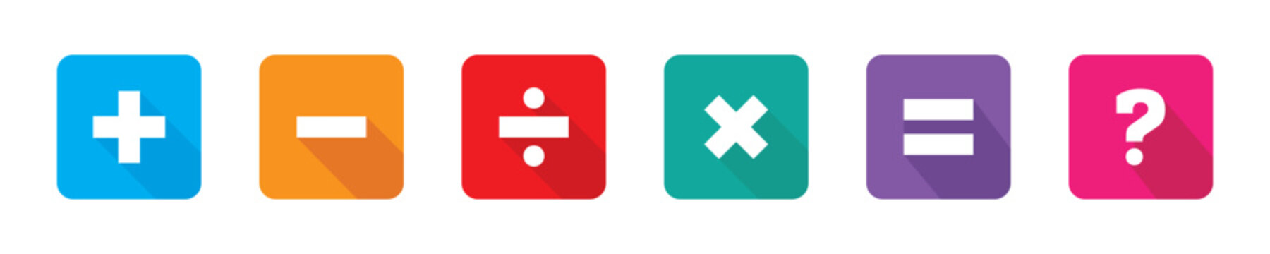 Plus, minus, multiply, divide and equal sign icon design set. Addition, subtraction, multiplication, division, equal sign, icon symbol. Mathematical symbol icon. Mathematics shapes. plus and minus