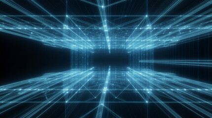 Fototapeta premium Holographic Wireframe Grid Texture for VR Interface Design, Augmented Reality Applications and Metaverse Environment Graphics