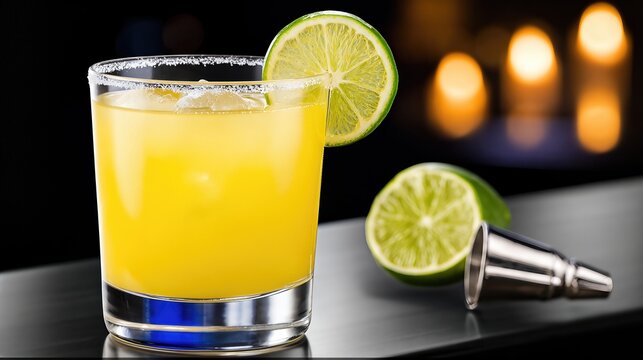 Celebrating National Margarita Day With a Fresh Lime Cocktail and a Festive Atmosphere - Powered by Adobe