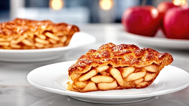 Celebrate National Pie Day With Tasty Apple Pie on a White Plate and Fresh Apples