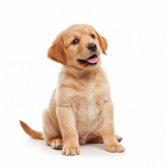 golden retriever puppy on white