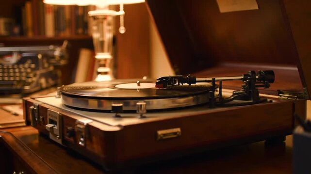 old gramophone with vinyl records