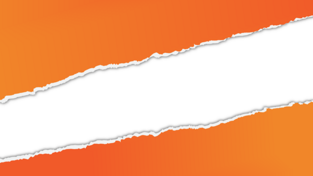 Orange Torn Paper Background Template with White Ripped Edge for Banner, Poster, or Creative Design Layout