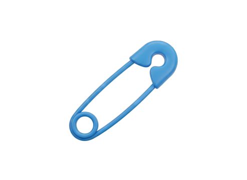 A Single Light Blue Safety Pin Lying Diagonally on a Transparent Background Isolated Object Clipping Path - Powered by Adobe